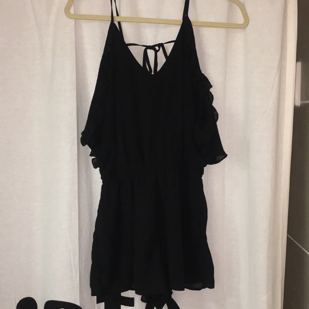 Cotton Candy black cold shoulder romper